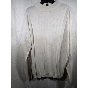 J Ferrar Knit Mock Neck Sweater XL Mens Cream Colored Casual